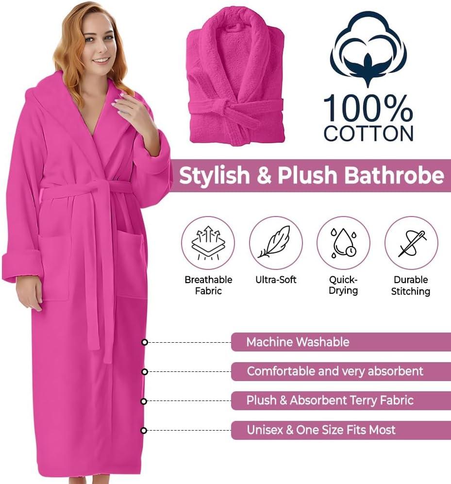 Cotton Terry Robes for Women and Men, Terry Shawl Collar Bathrobe, ONE SIZE - UNISEX Men & Women Spa Robe