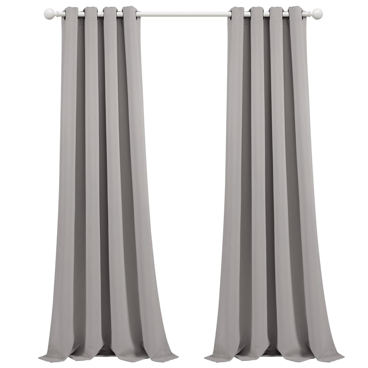 Lush Decor Insulated Grommet Blackout Window Curtain Panels, Pair, 52" W x 84" L, Gray - Classic Modern Design - Chic Window Decor - Long Curtains For Living Room, Bedroom, Or Dining Room