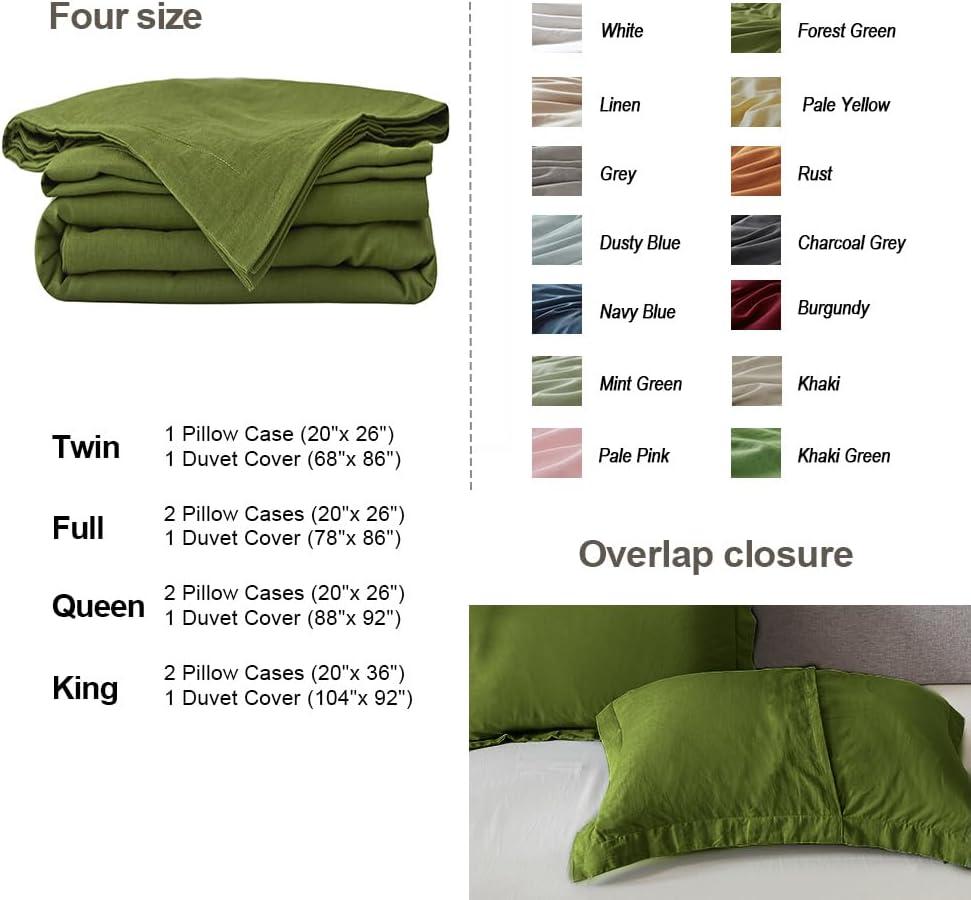 King White Cotton Linen Blend Duvet Cover Set