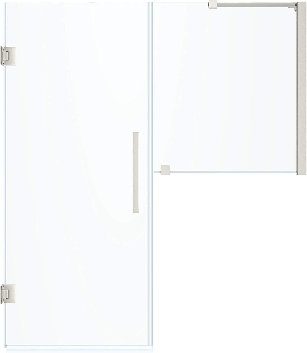 Ove Decors Tampa-Pro 61-1/8 in. W x 72 in. H Alcove Shower Enclosure with Hinge Frameless Shower Door in SN with Buttress Panel