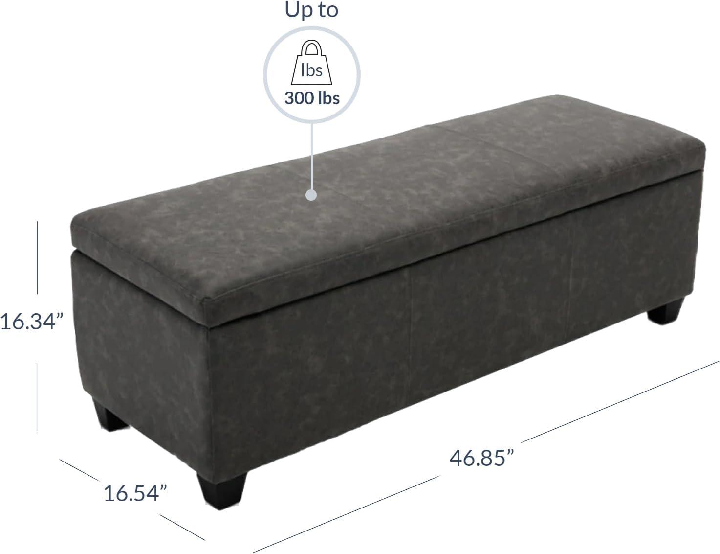 BELLEZE Storage Ottoman Bench Footstool - Amherst (Rustic Gray)