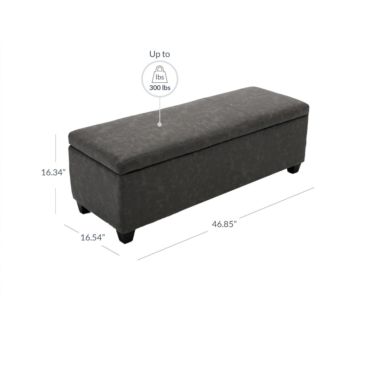 BELLEZE Storage Ottoman Bench Footstool - Amherst (Rustic Gray)