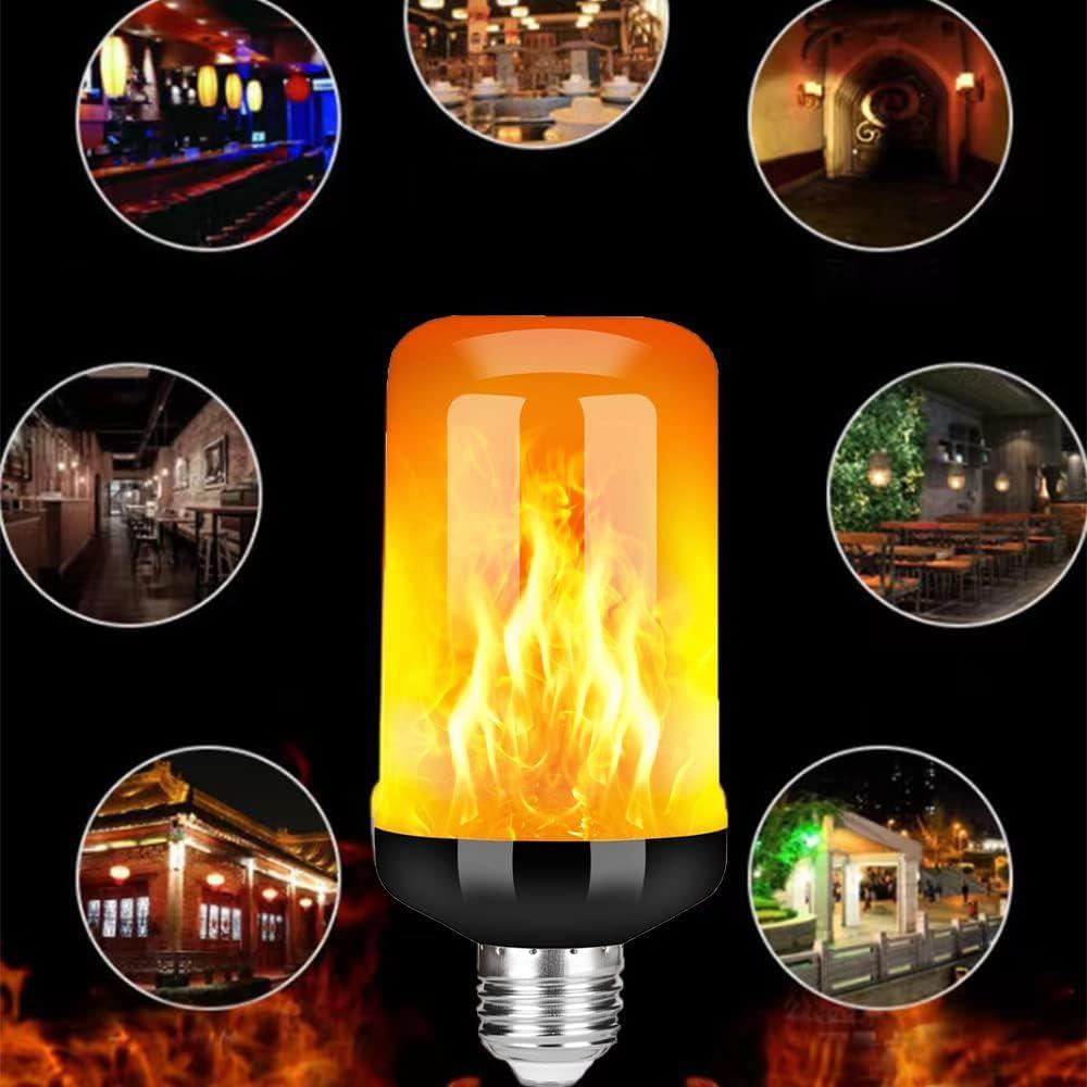 Njide LED Flame Light Bulb, Upgraded 4 Modes Fire Light Bulbs with Upside Down Effect, E26 Base Flickering Light Bulbs for Halloween Decorations, Christmas, Outdoor, Indoor, Home