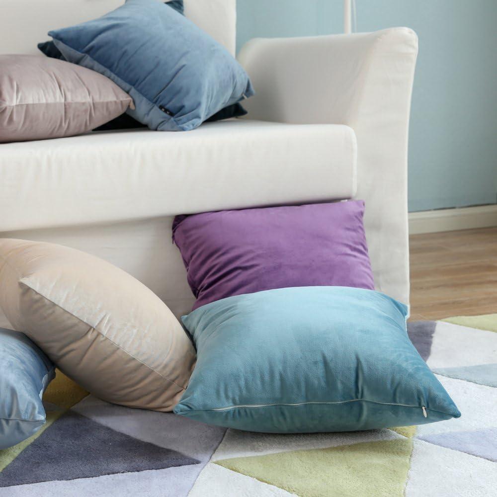 Velvet Soft Light Blue Decorative Square Throw Pillow Covers Set