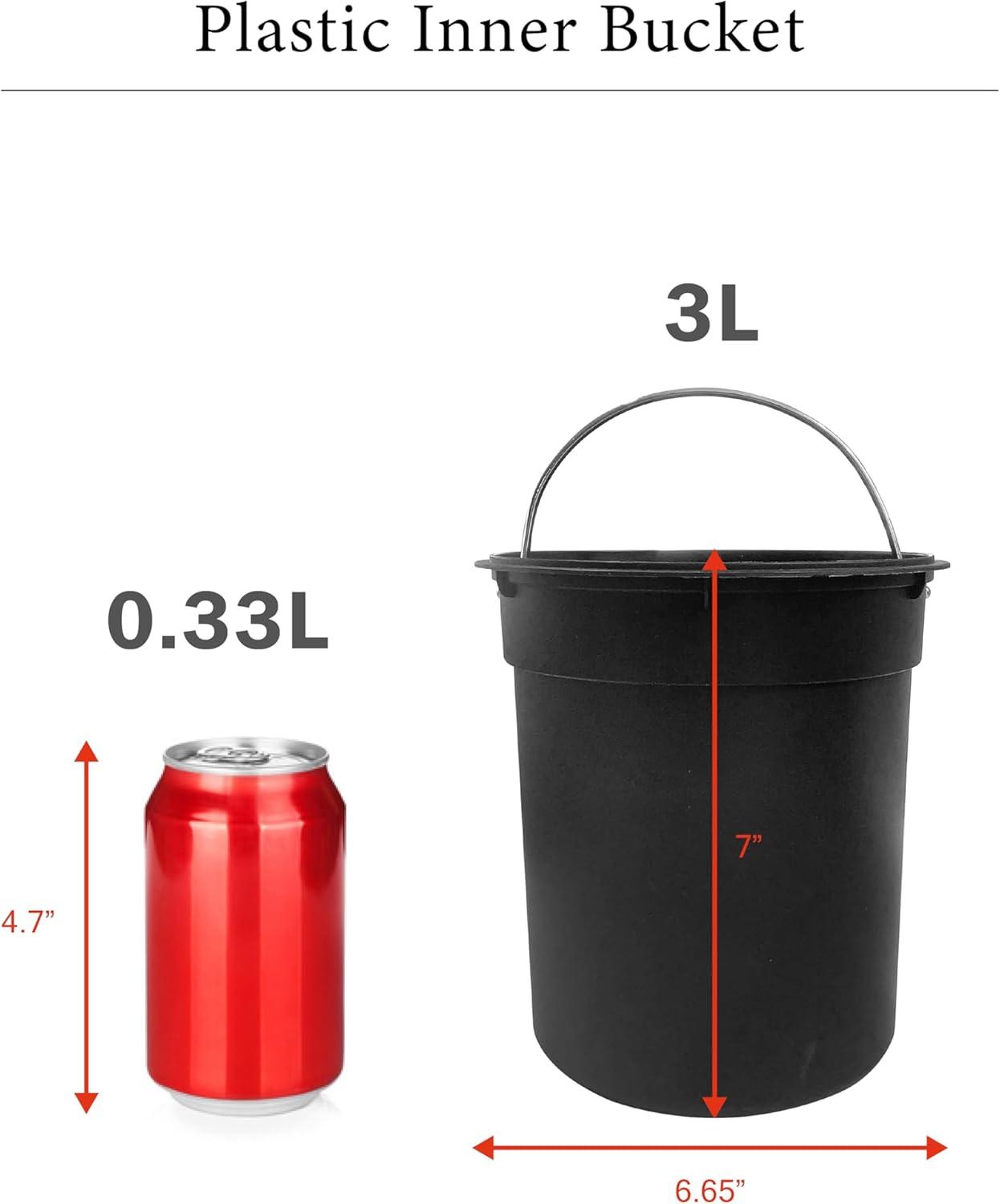 Compact Black Cylindrical Step-On Trash Can with Inner Bucket