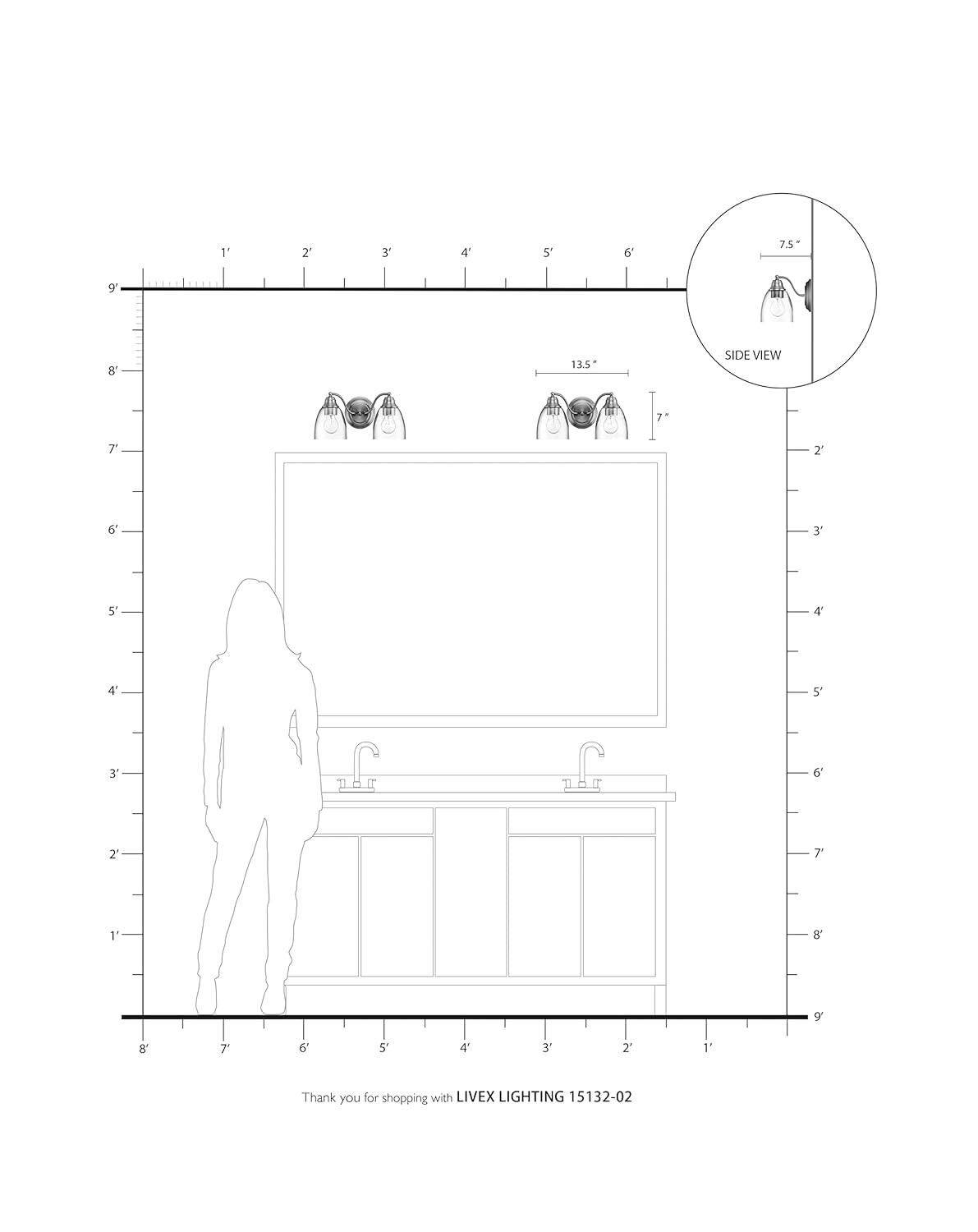 Livex Lighting Montgomery 2 - Light Vanity in  Polished Brass