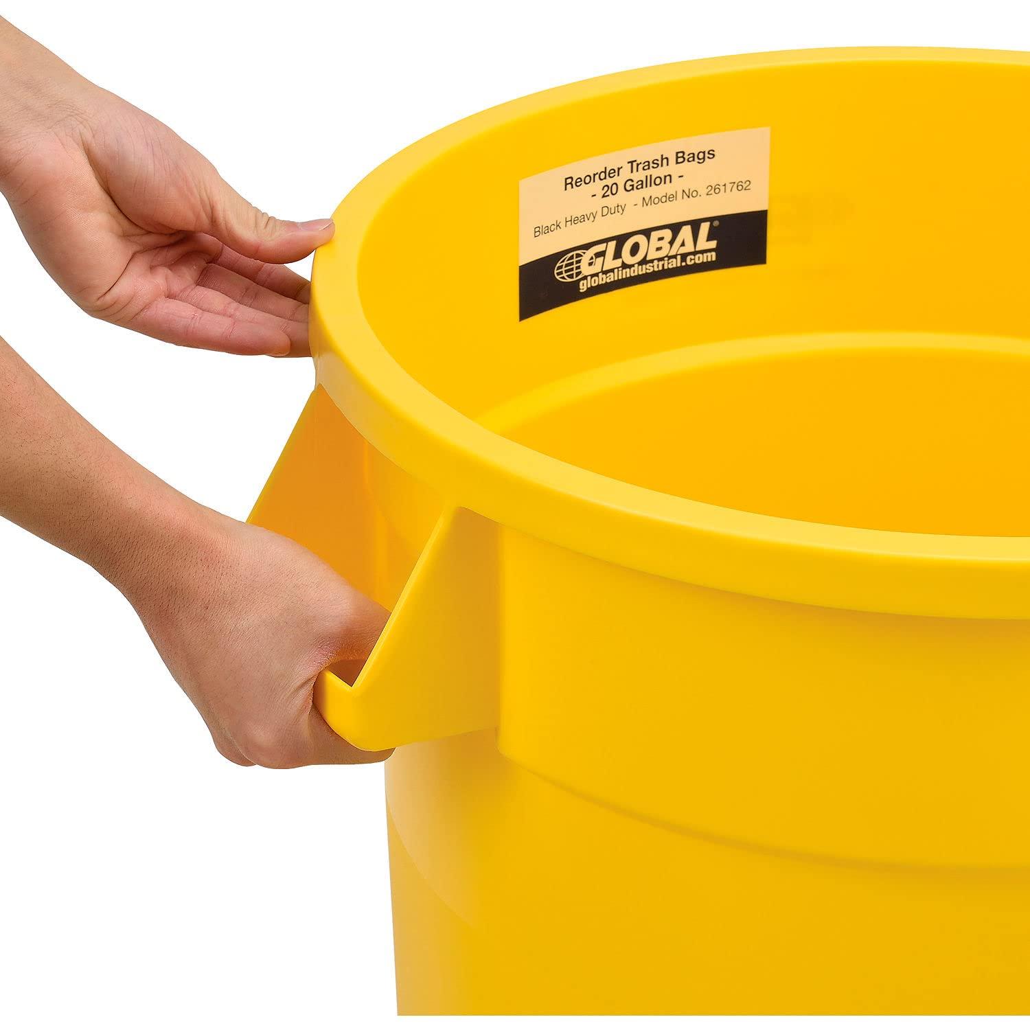 Yellow 20 Gallon Round Plastic Trash Can for Indoor/Outdoor Use