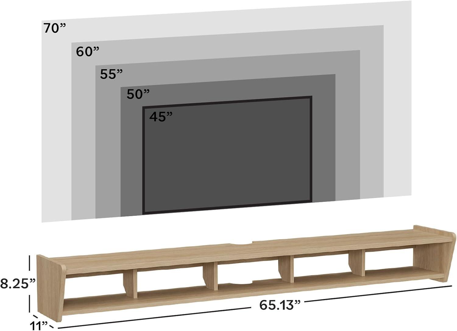 Walker Edison Minimalist Floating TV Stand for TVs up to 70”, Coastal Oak