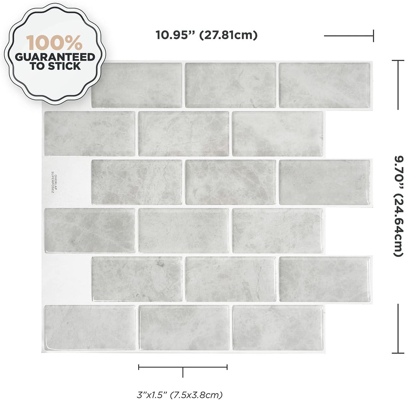 Gray Marble Self-Adhesive Peel and Stick Backsplash Tiles