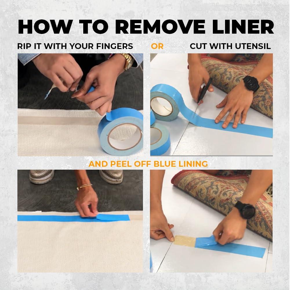 WOD Blue Double Sided Carpet Tape 4 in. x 25 feet. Strong Adhesion Indoor Outdoor Rugs