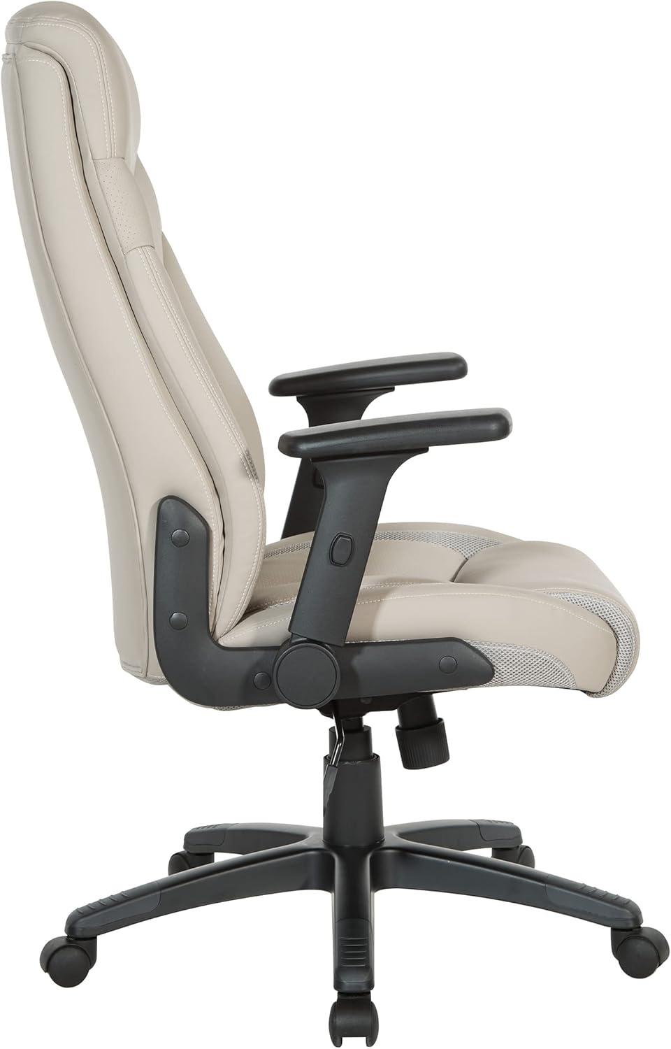 Executive High Back Taupe Gray Bonded Leather Office Chair