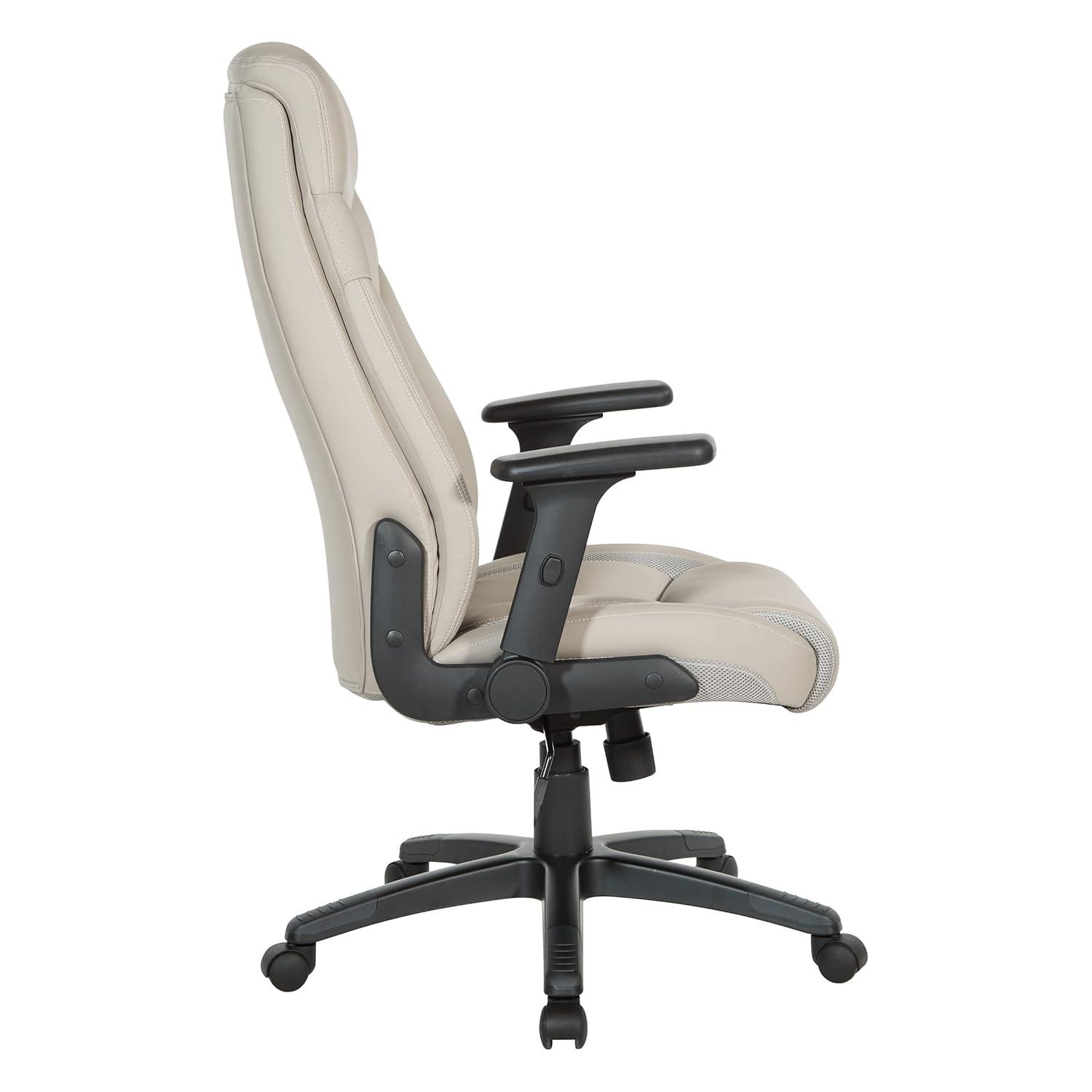 Executive High Back Taupe Gray Bonded Leather Office Chair