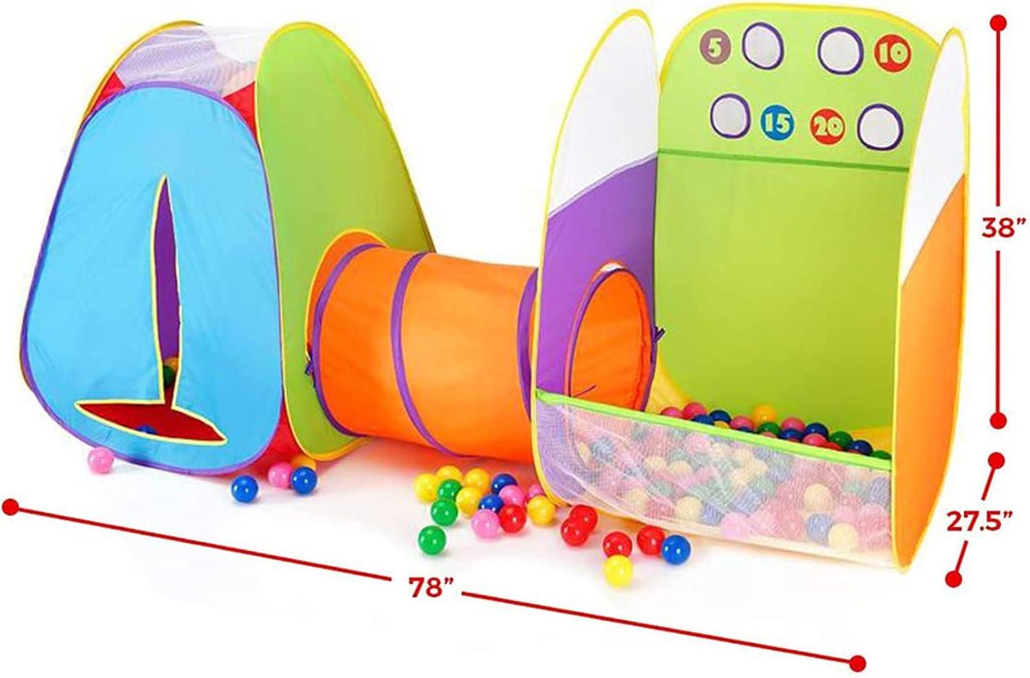 3-in-1 Kids Play Tent with Tunnel & Ball Pit, Pop Up Indoor/Outdoor Playhouse, Perfect Toy Gift for Toddlers and Children