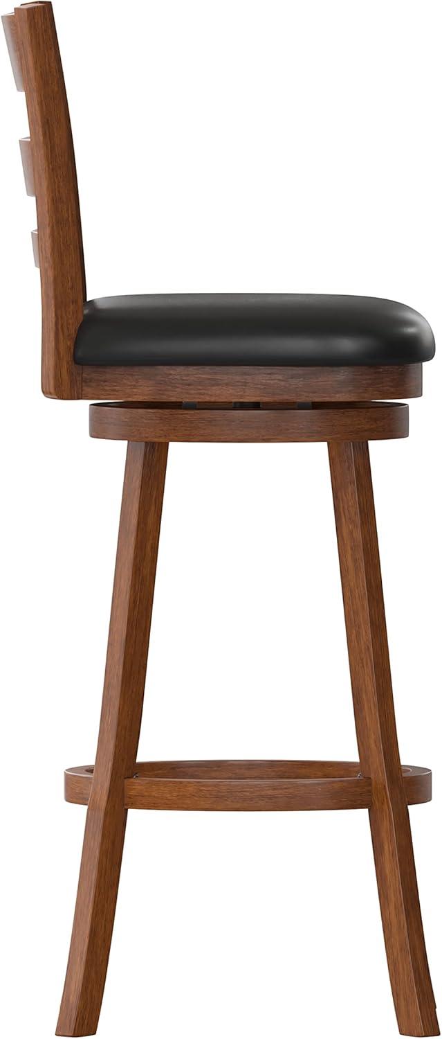 Taylor & Logan Zayne Barstool Espresso: Round Faux Leather, Wood Frame, 300 lbs Capacity