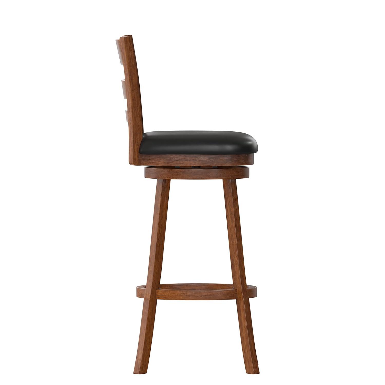 Taylor & Logan Zayne Barstool Espresso: Round Faux Leather, Wood Frame, 300 lbs Capacity
