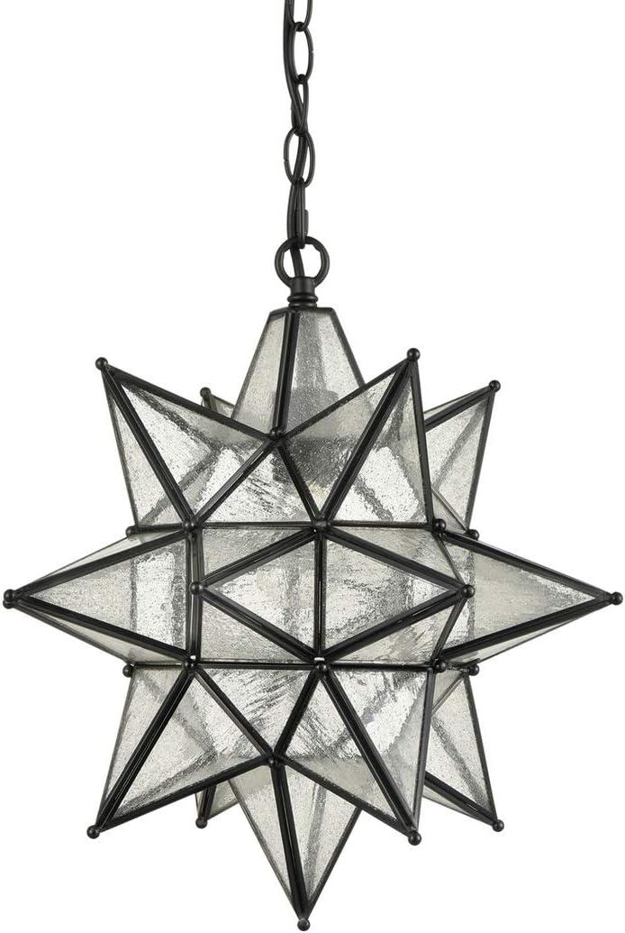 Moravian Star Pendant Chandelier Seeded Glass Black Light 15 Inches