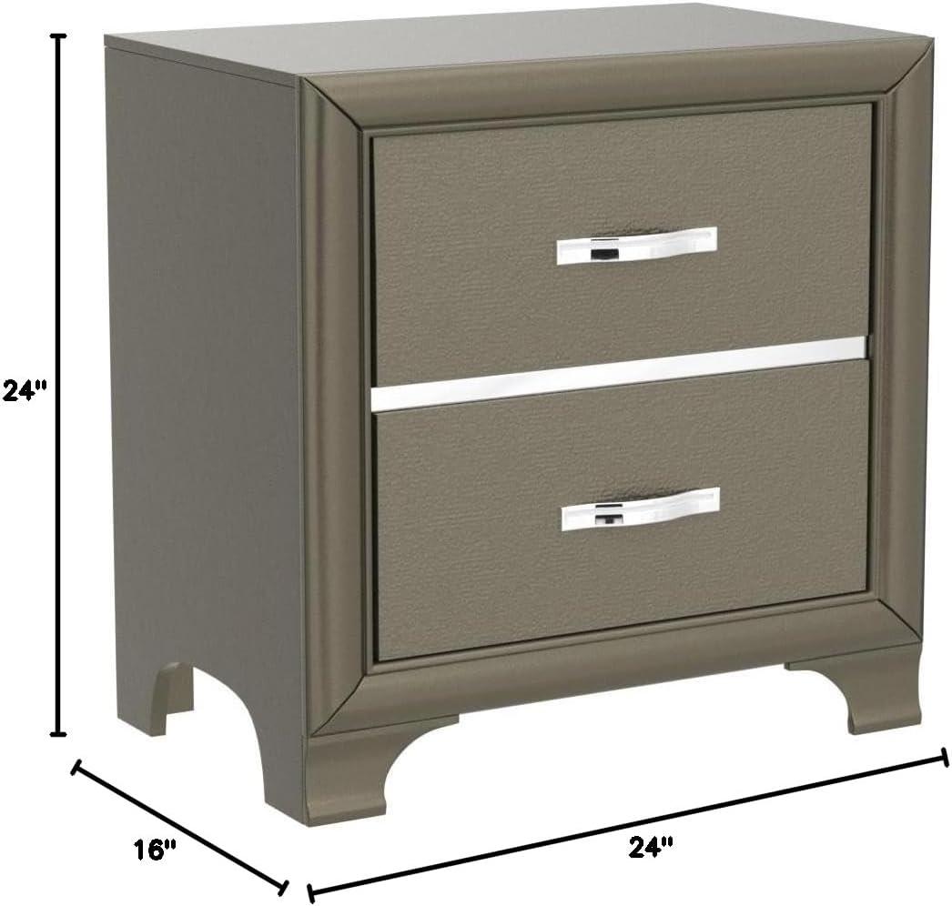 Wooden Two Drawer Nightstand With Bracket Legs Champagne - Saltoro Sherpi