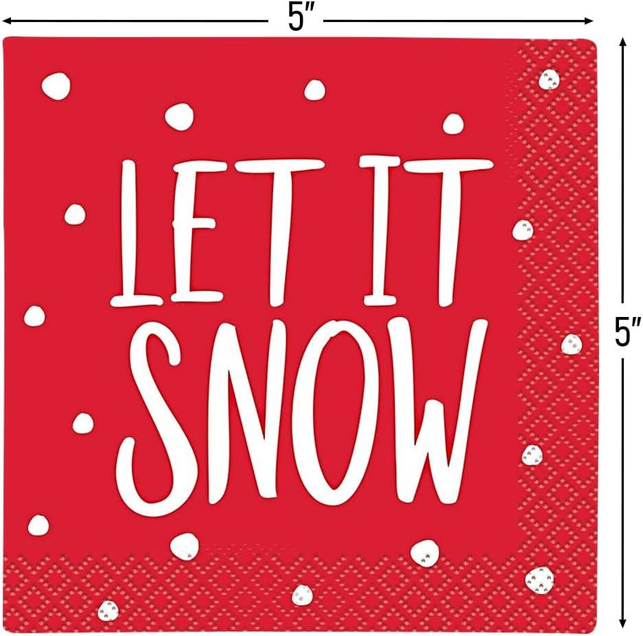 Various Christmas Red Stripes Snowman Disposable Napkins, 16 Count