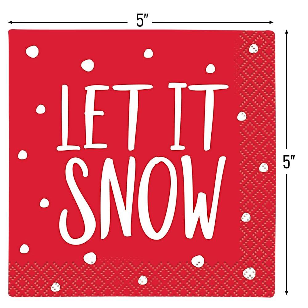 Various Christmas Red Stripes Snowman Disposable Napkins, 16 Count