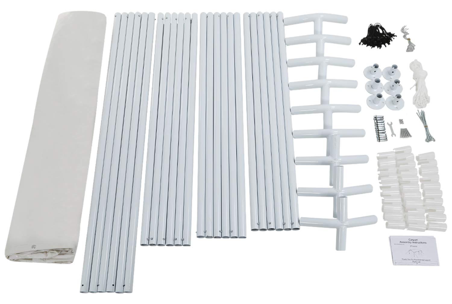Quictent 10x20 ft Heavy Duty Carport Canopy Galvanized Car Tent Outdoor Garage Boat Shelter with Reinforced Structure, No Sidewall - White