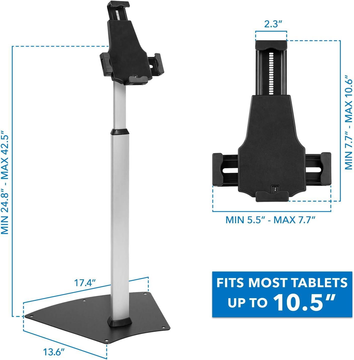 Mount-It! Height Adjustable Anti-Theft Tablet Floor Stand Kiosk | Locking Tablet Mount Stand for iPad, Galaxy, Surface Go & Other 7.9"- 10.9" Tablets