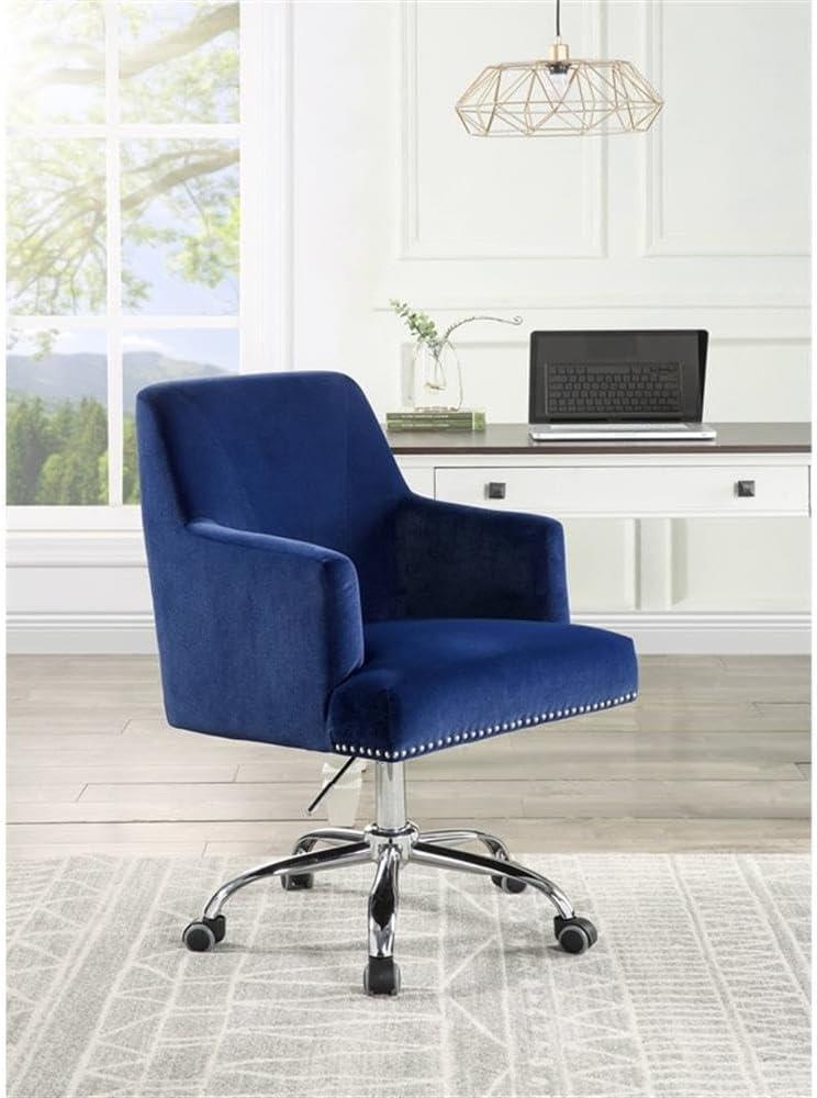 DeeHome ACME Trenerry Office Chair in Blue Velvet & Chrome Finish OF00117