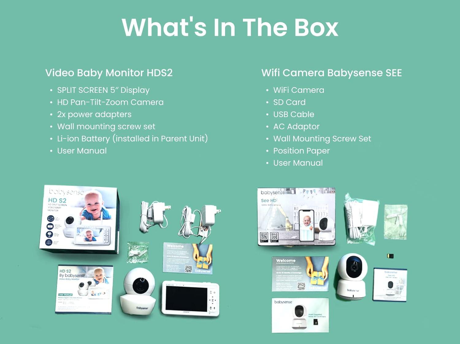 Dual HD Baby Monitor System with WiFi and Non-WiFi Cameras