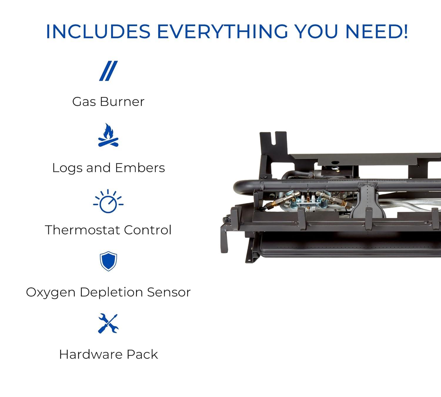 Duluth Forge Duluth Forge Ventless Dual Fuel Gas Log Set, Split Oak, T-Stat Control