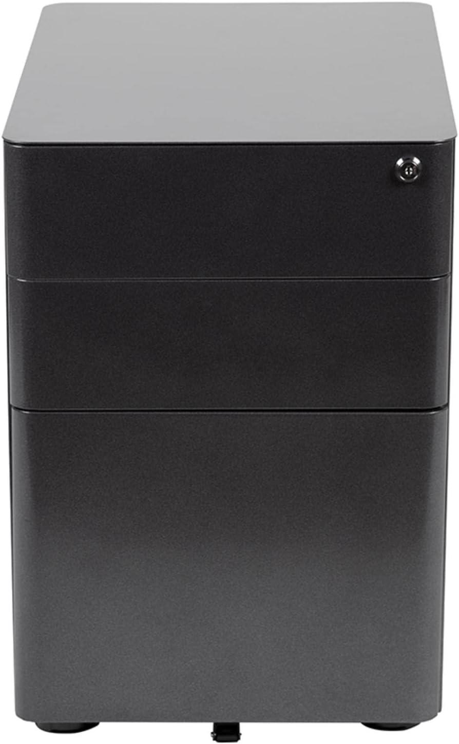 Flash Furniture Modern 3-Drawer Mobile Locking Filing Cabinet with Anti-Tilt Mechanism and Hanging Drawer for Legal & Letter Files