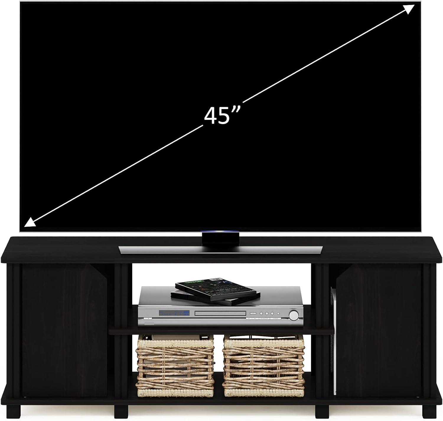 Furinno Brahms TV Stand with Shelves and Storage, Espresso/Black