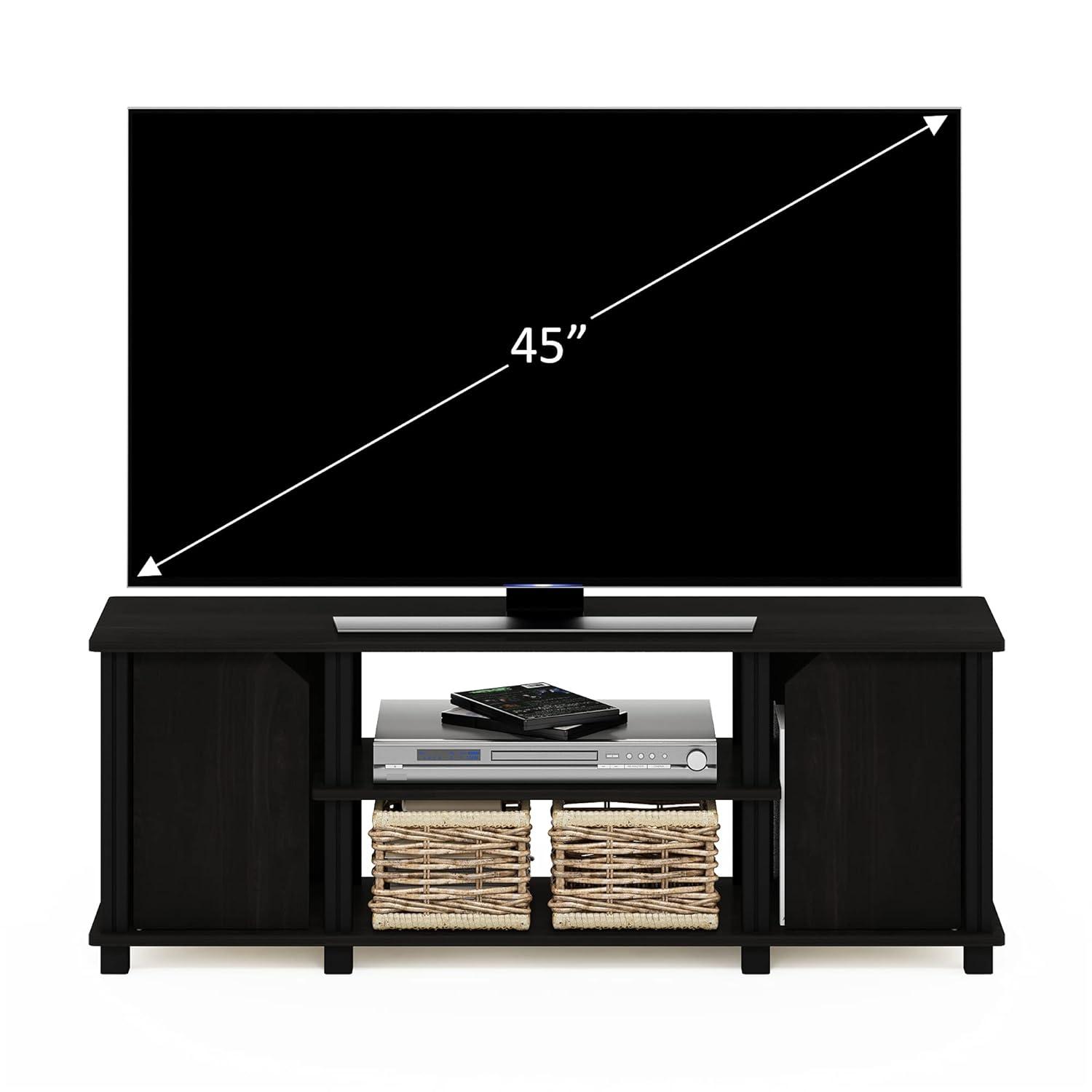 Furinno Brahms TV Stand with Shelves and Storage, Espresso/Black