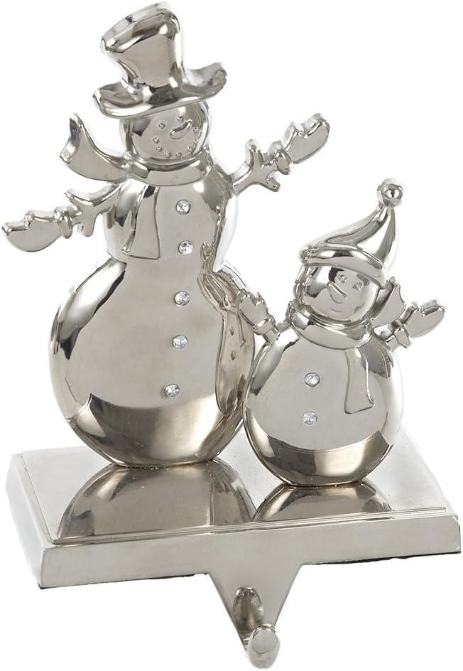 Silver Metal Snowman Stocking Holder, 7.25-Inch