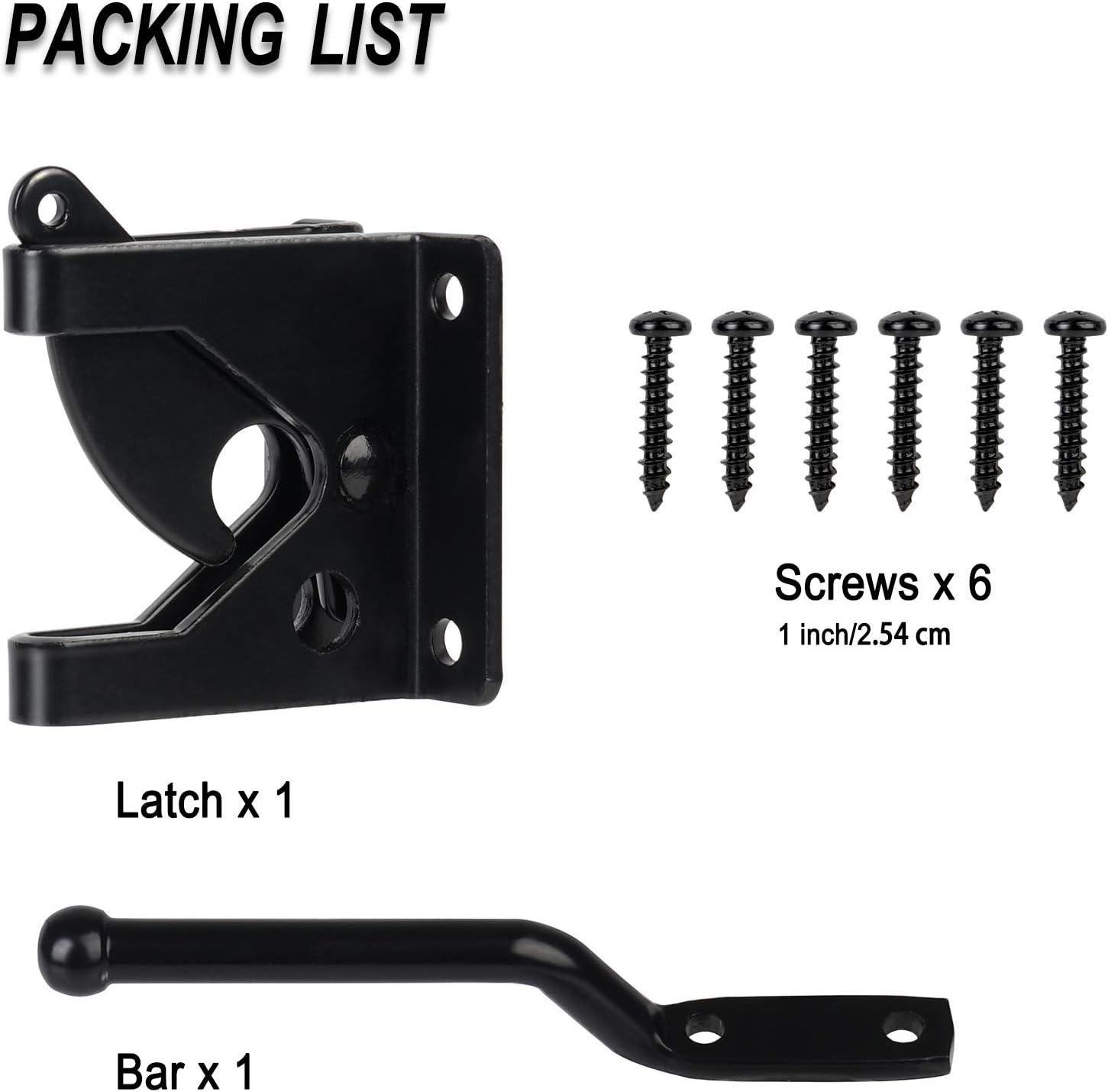 Gate Latch Automatic Gate Gravity Latch Self Locking Fence Gate Latch with Pull Cable for Wooden Fence Gates Door, Black