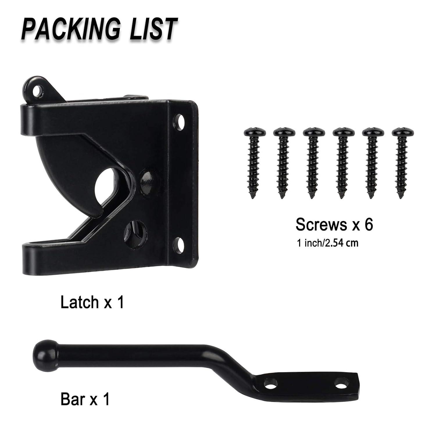 Gate Latch Automatic Gate Gravity Latch Self Locking Fence Gate Latch with Pull Cable for Wooden Fence Gates Door, Black