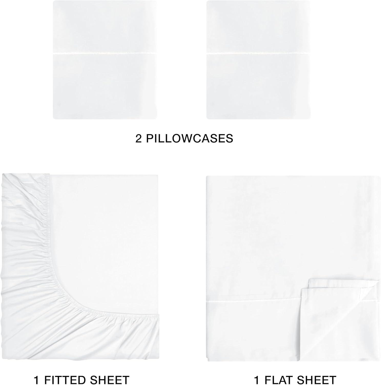 White Full Microfiber 4-Piece Bed Sheet Set