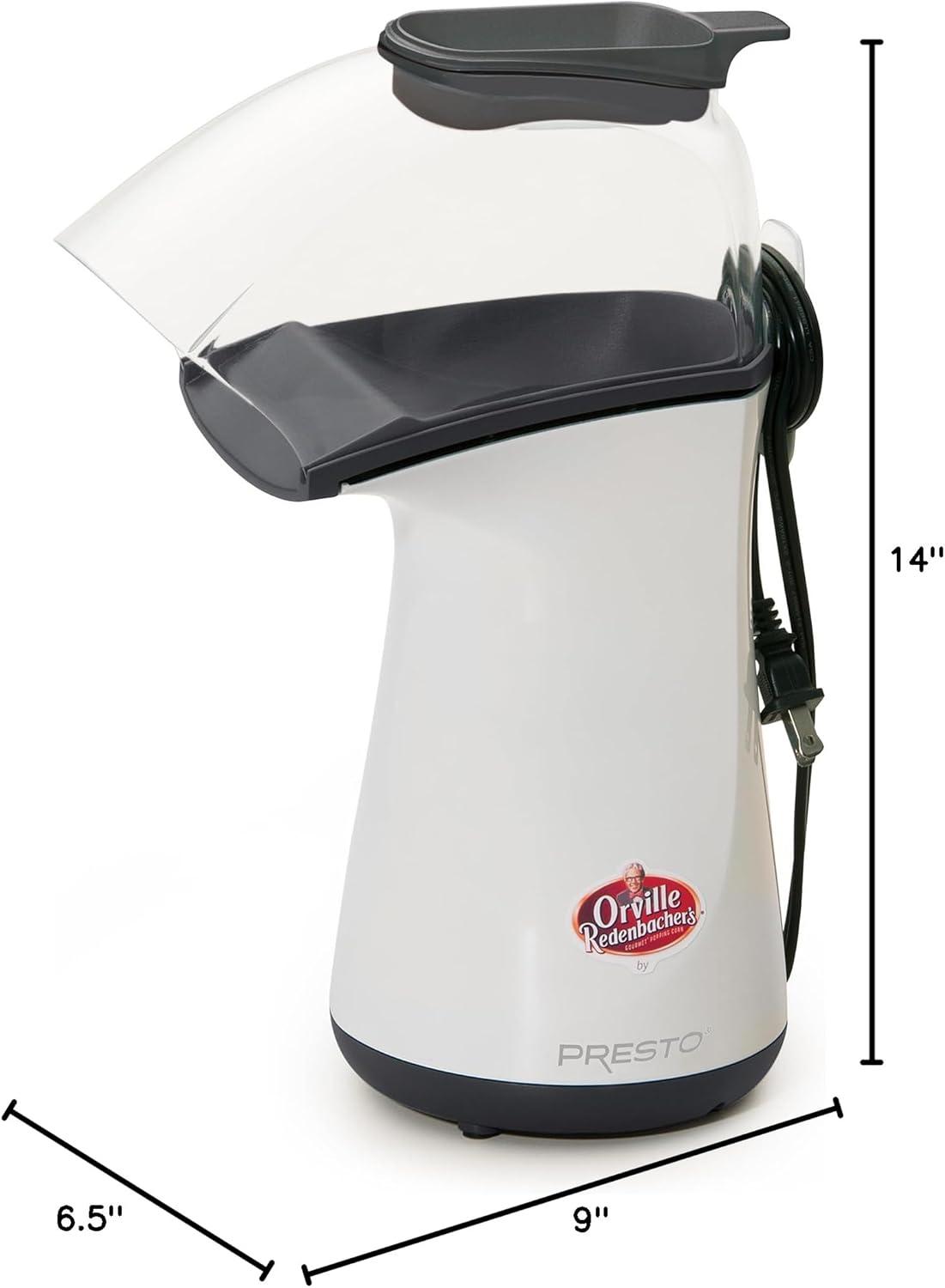 White and Black Hot Air Popcorn Maker with Measuring Cup