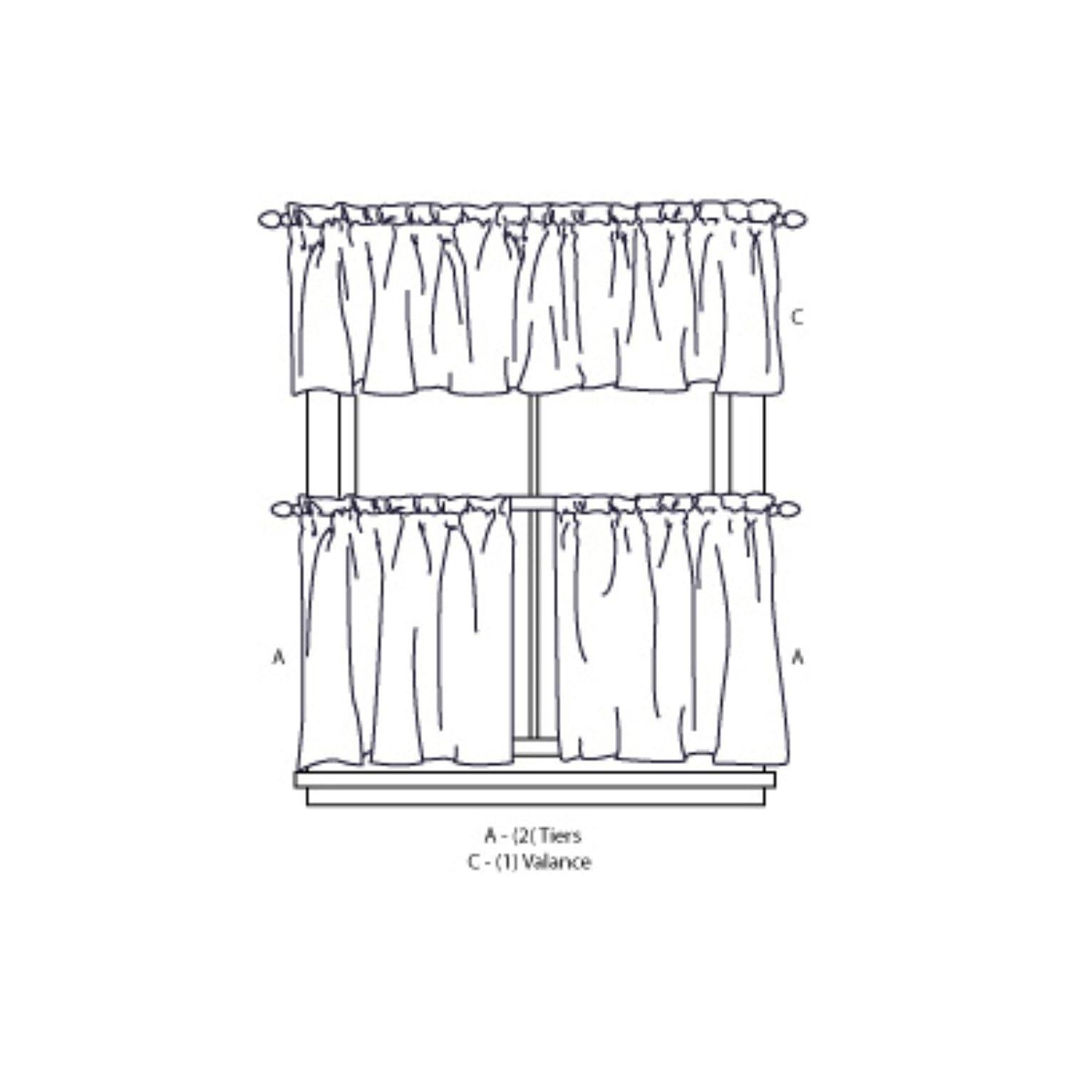 CHF & You Birds Tailored Tiered Curtains, 1 Piece, Cotton, Brown, Polyester, Adult