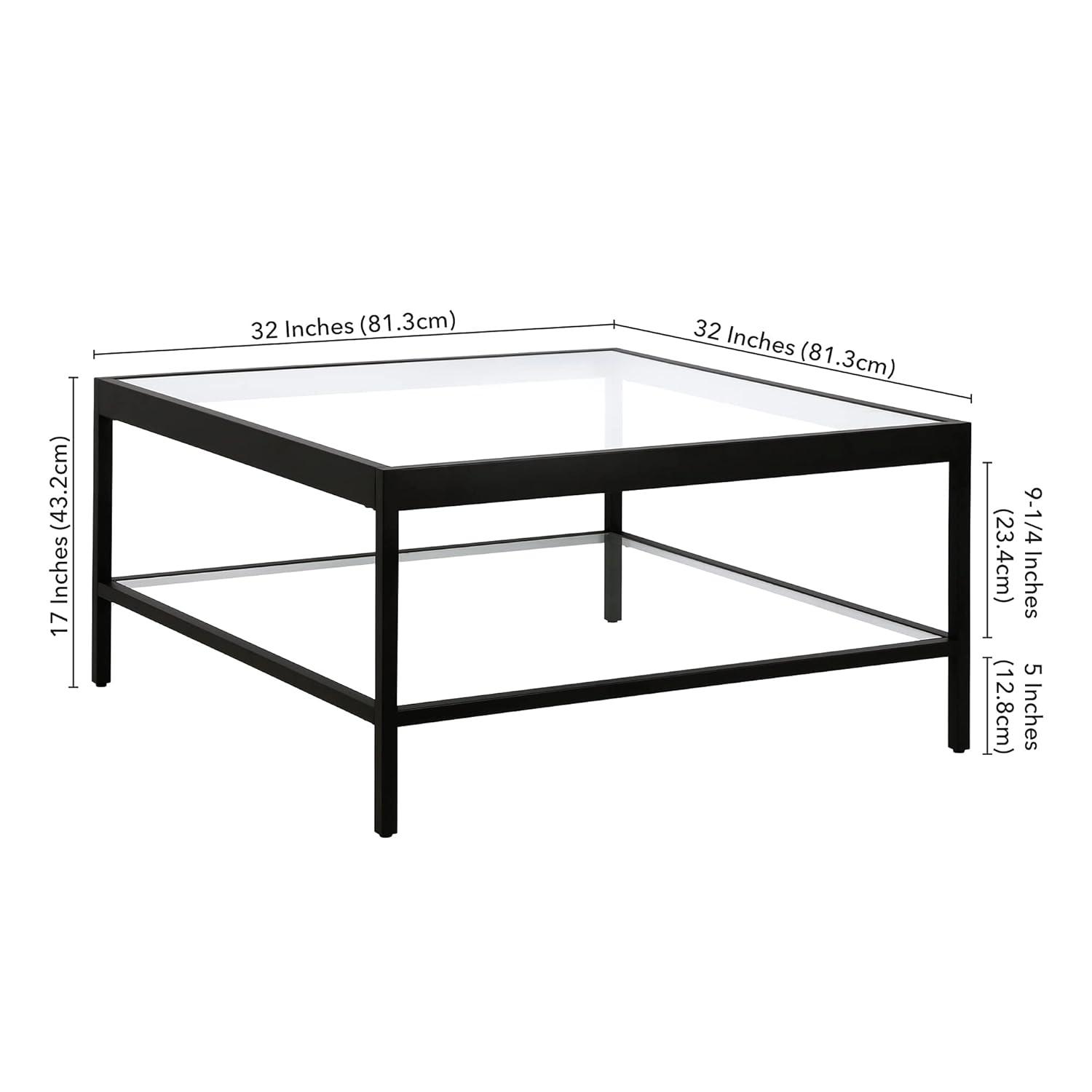 Evelyn&Zoe Alexis 32" Wide Square Coffee Table, Blackened Bronze