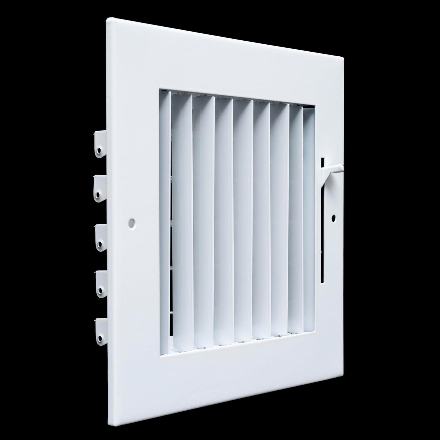 Fits 6x6 Duct Opening Steel Adjustable Air Supply Grille by Handua | Register Vent Cover Grill for Sidewall and Ceiling | White | Outer Dimensions: 7.75" X 7.75"