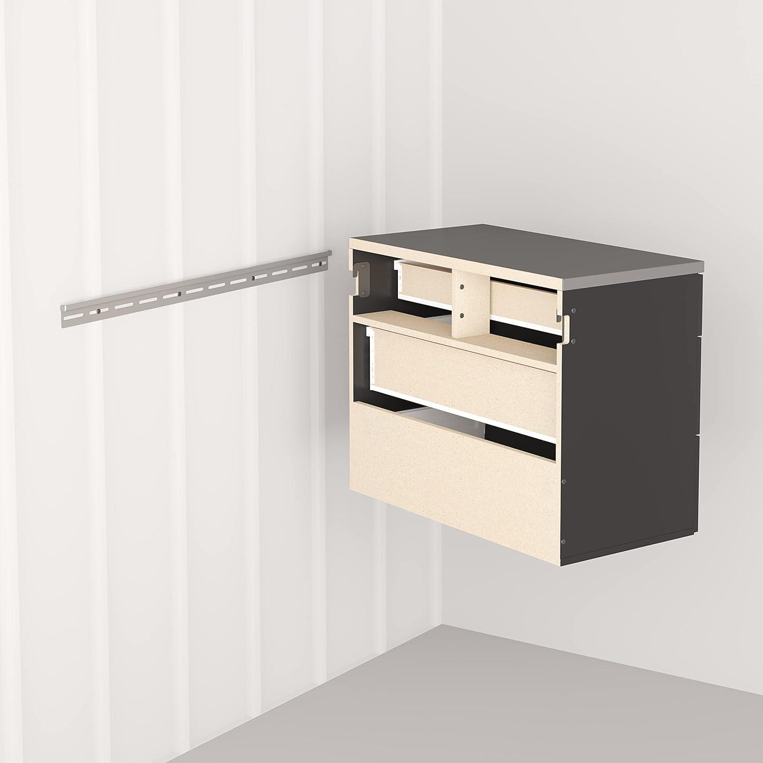 Versatile Wall-Mounted Black Laminated Composite Wood 3-Drawer Cabinet