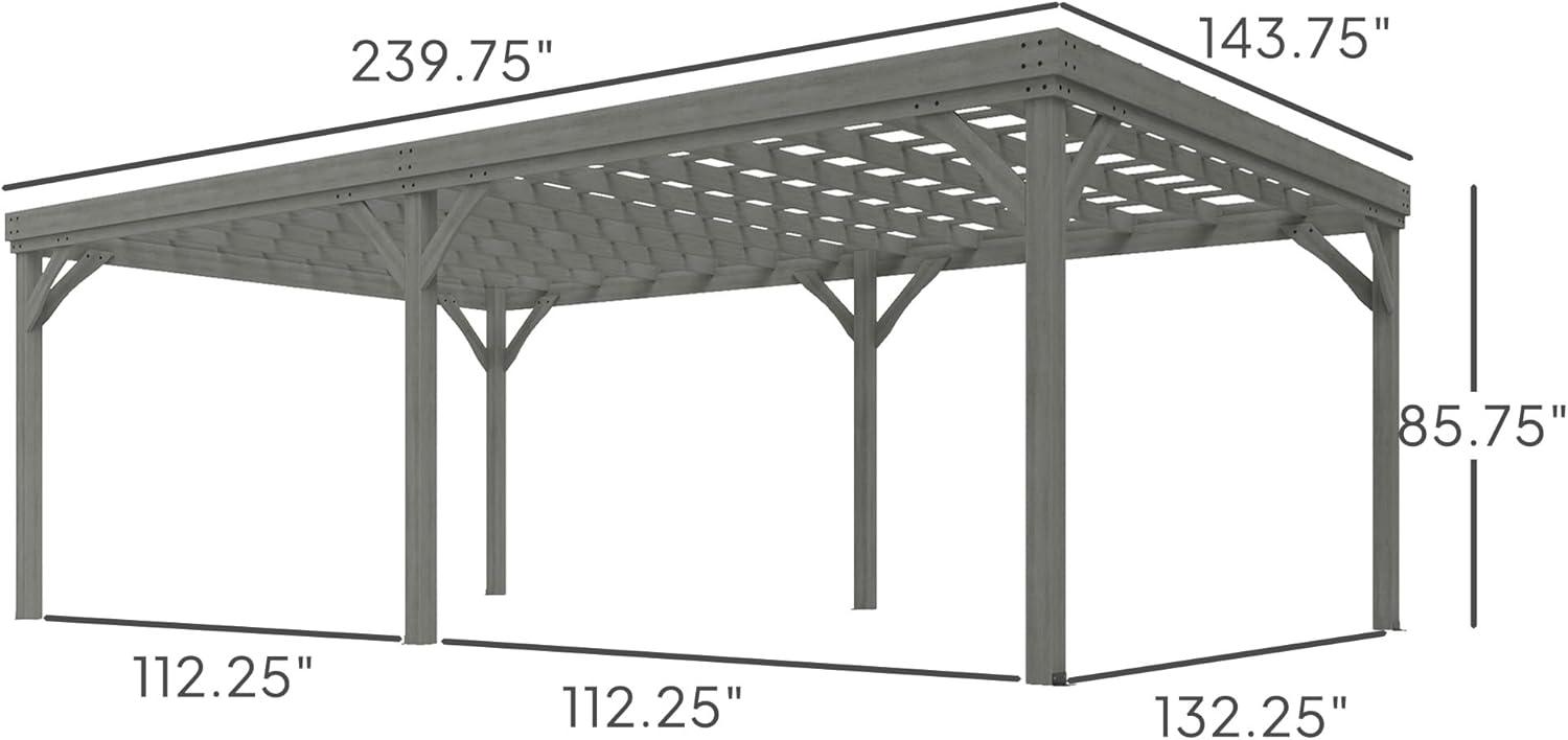 Outsunny 12' x 20' Wooden Pergola Grape Trellis, Outdoor Gazebo for Garden, Patio, Backyard, Deck, Gray