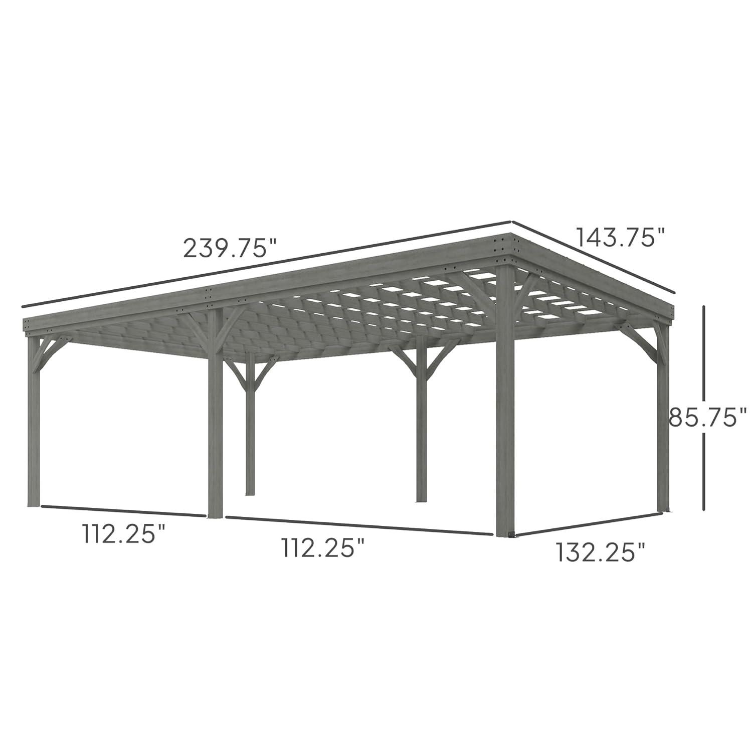 Outsunny 12' x 20' Wooden Pergola Grape Trellis, Outdoor Gazebo for Garden, Patio, Backyard, Deck, Gray