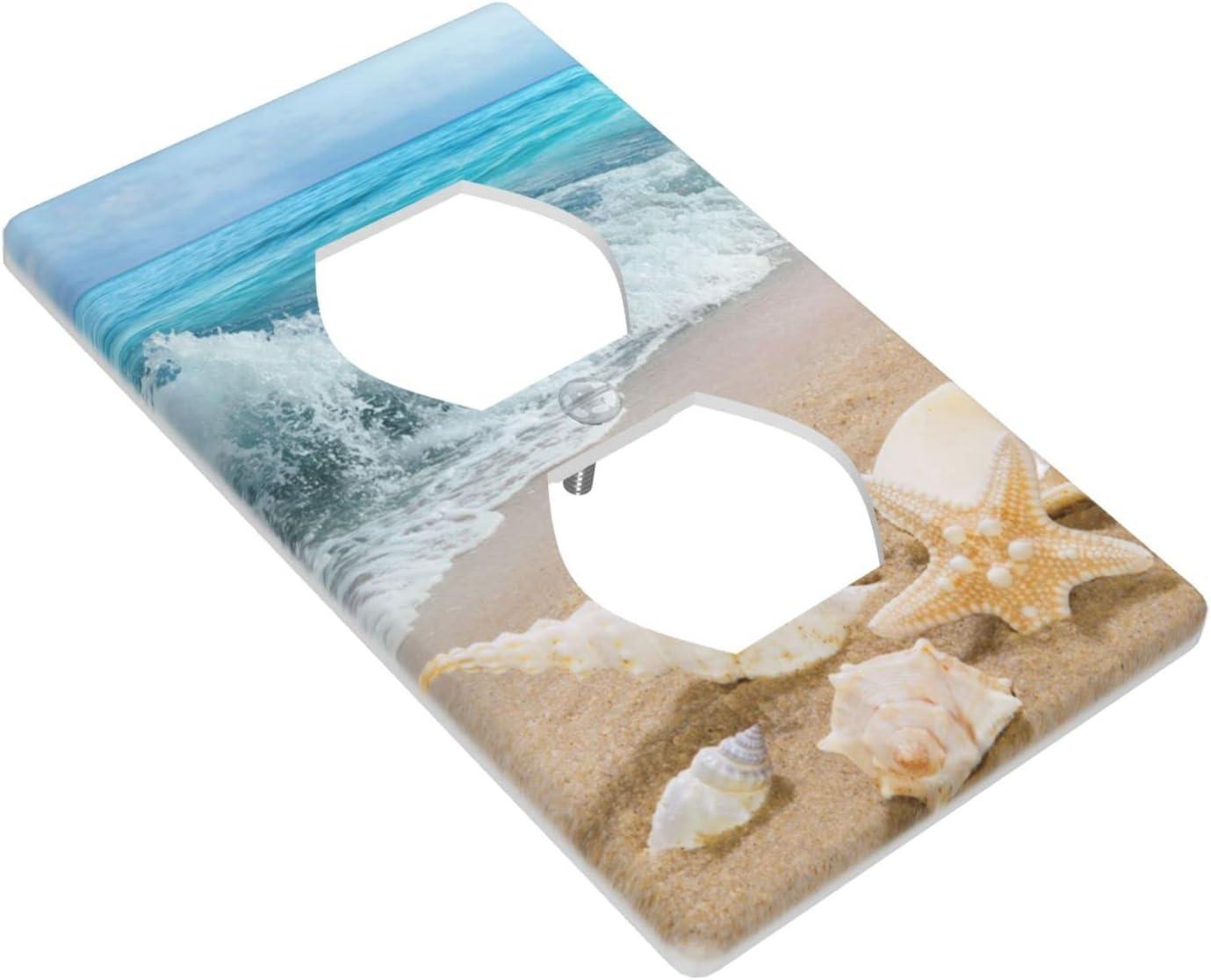Sunyuer Sea Starfish Beach Decorative Wall Plate, 1 Gang Single Duplex Outlet Cover Decorative Switch Plate for Kitchen Bathroom Bedroom, 4.5x2.76 Inch