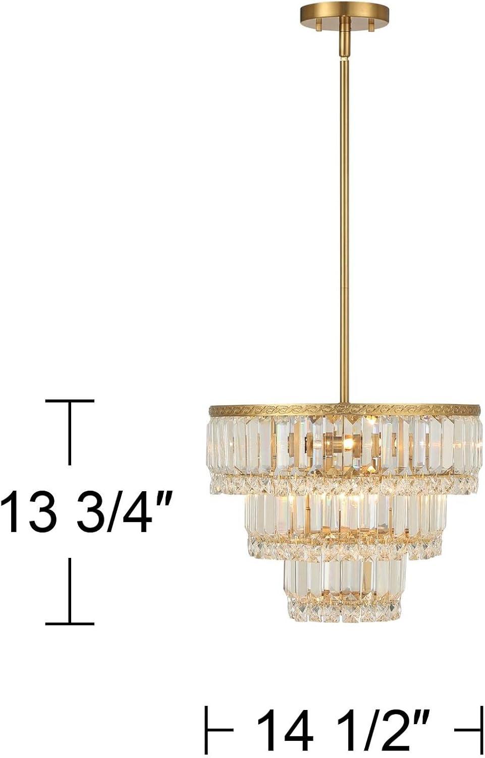 Vienna Full Spectrum Magnificence Soft Gold Chandelier 14 1/2" Wide Modern Faceted Crystal Glass 7-Light LED Fixture for Dining Room Kitchen Island