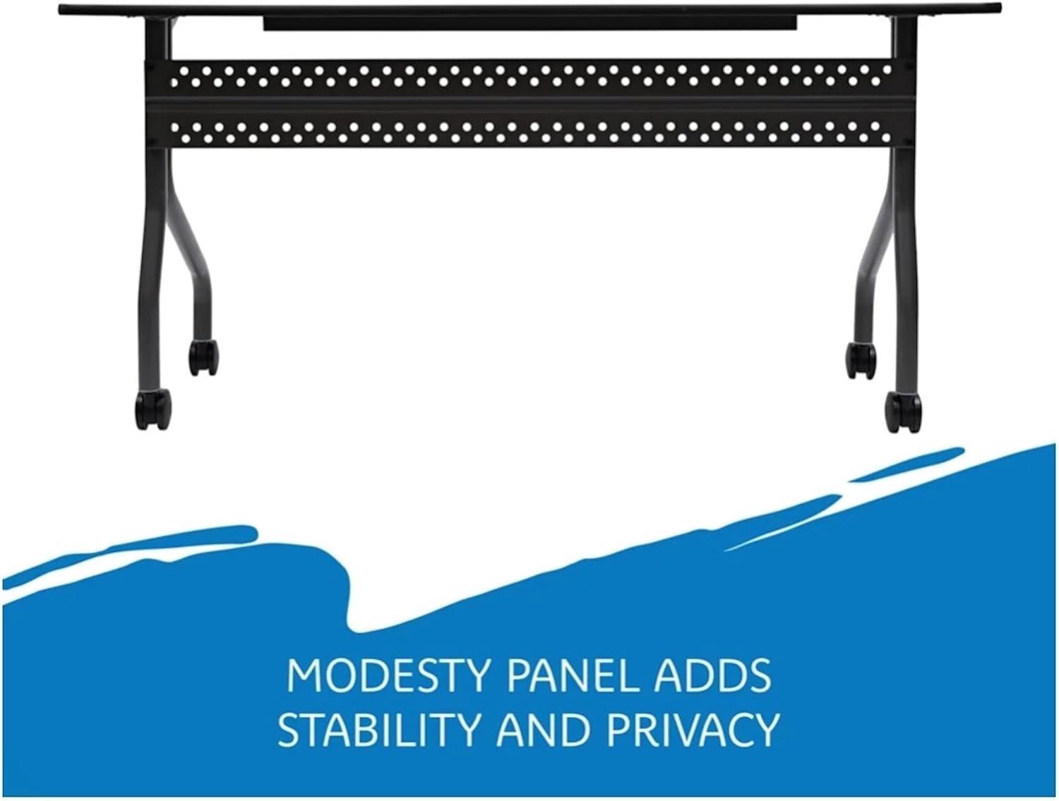 Rectangle Modular Training Table with Casters and Modesty Panel