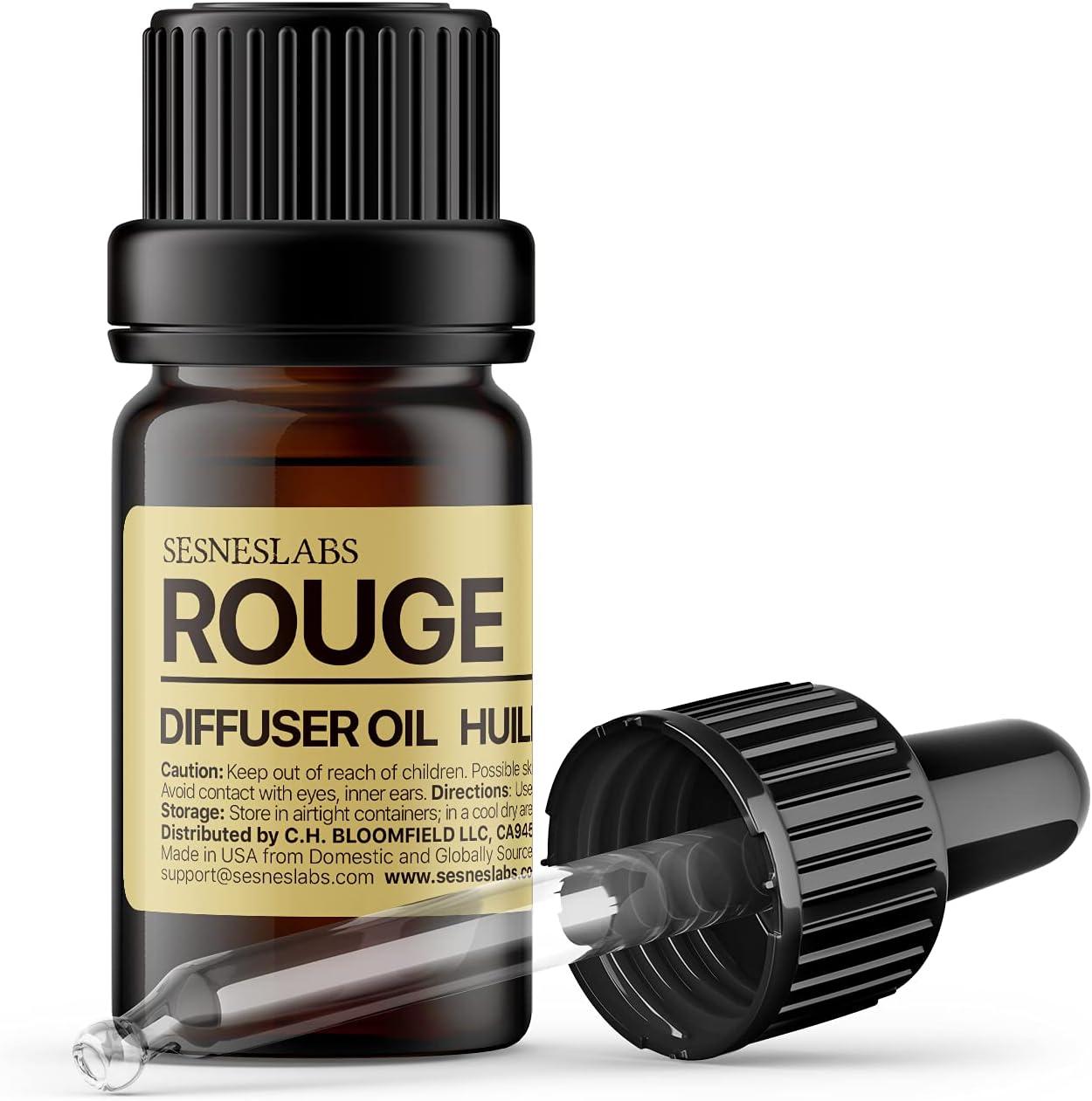 Rouge Diffuser Oil, Ambroxan Molecule-Based Scent, Saffron, Jasmine, Cedarwood Essential Oils Blend for Ultrasonic Diffuser Scent Projects(.33 oz/10 ml)