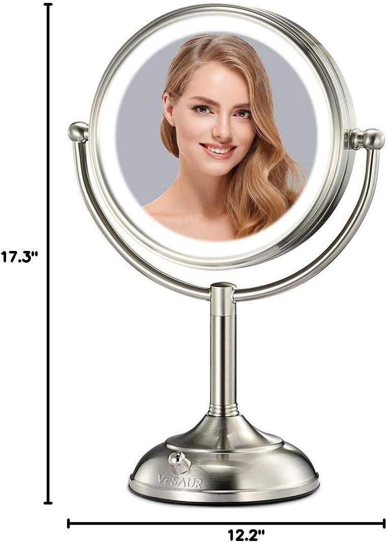 Hollywood Standard 10" Pearl Nickel 5X Magnifying Countertop Mirror