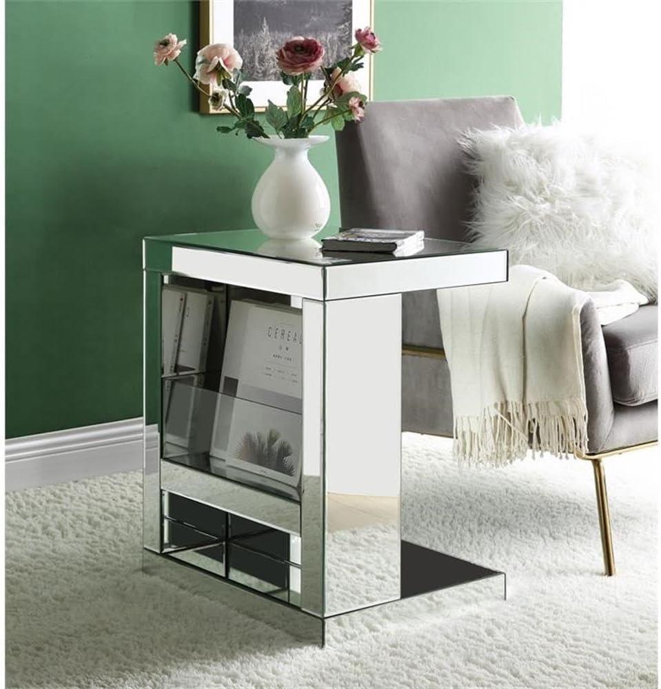 20" Meria Accent Table Mirrored/Clear Glass - Acme Furniture