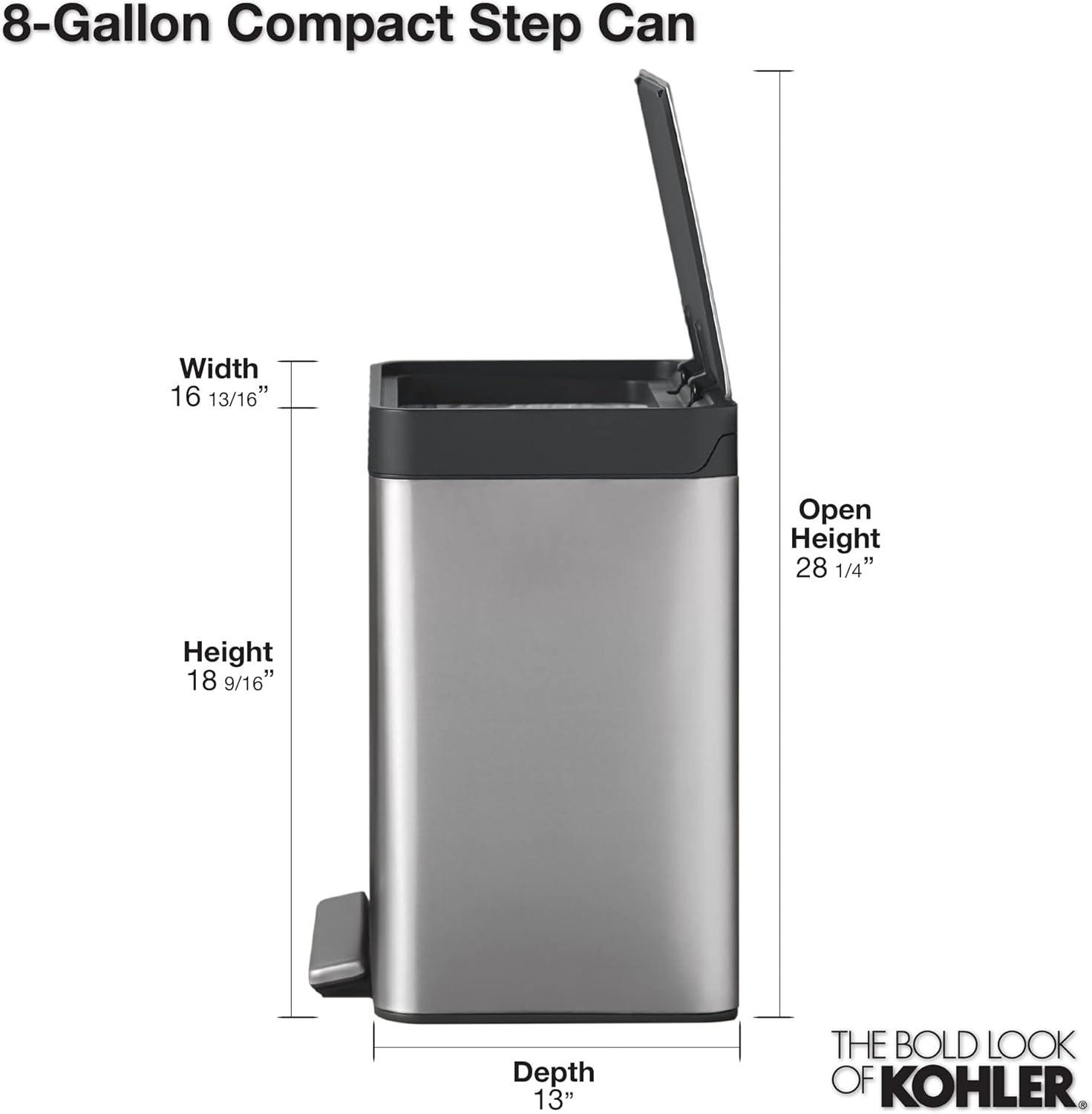 8-Gallon Compact Stainless Steel Step Trash Can