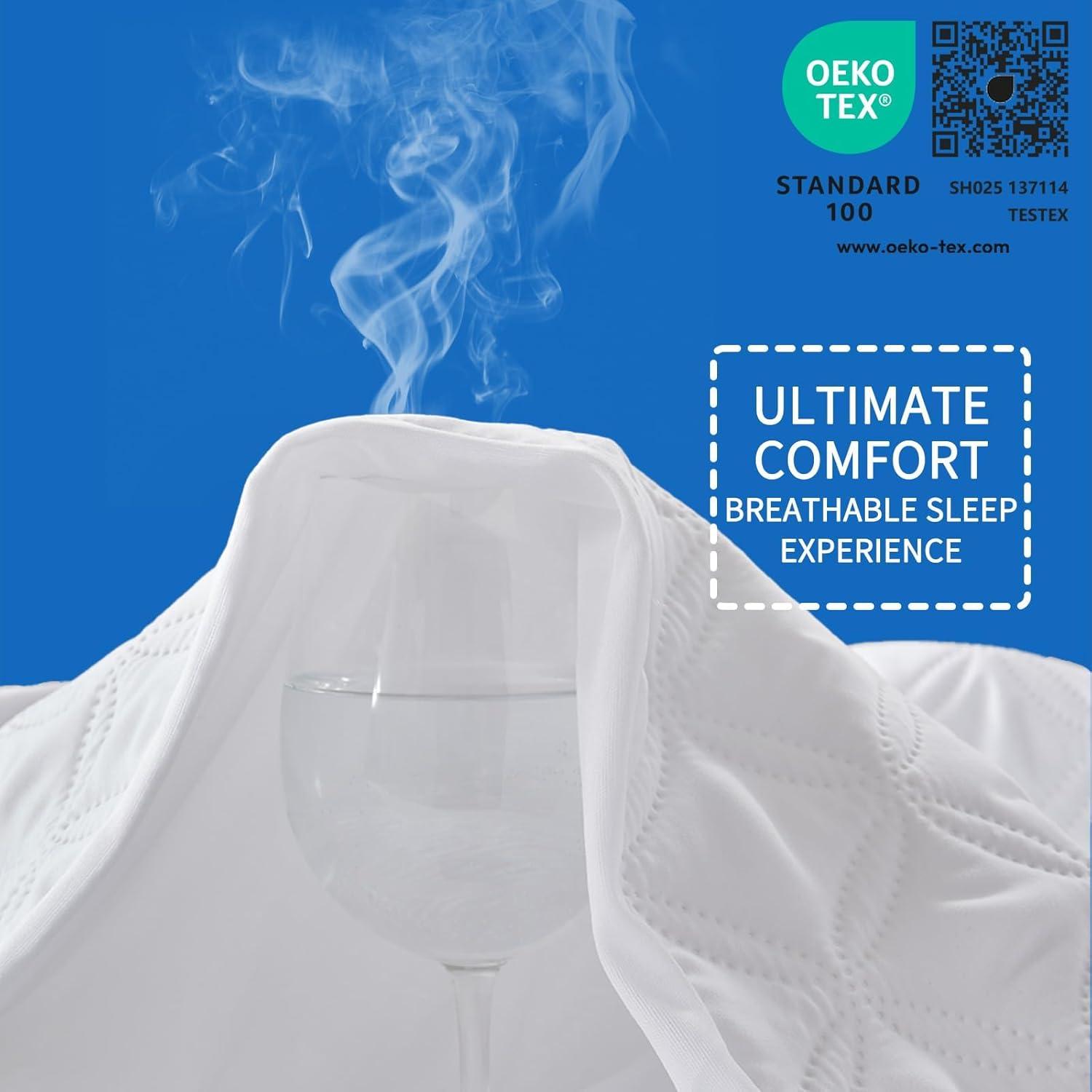 2 Pack Waterproof Mattress Protector, Twin Size Mattress Pad with Deep Pocket Fitted Up to 6-15 inches, Soft Noiseless Single Bed Mattress Cover for Bedroom, Dorm Room